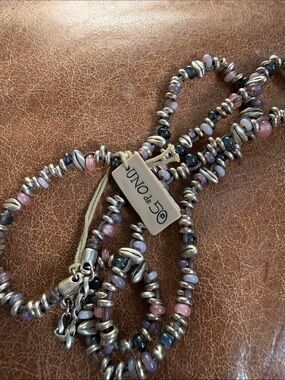 UNO de 50 Pink and Lavender Beaded Necklace with Silver Accents